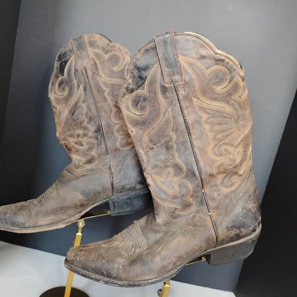 J.B. Dillon Womens Western Cowgirl Boots Size 11 B Brown Goat Leather JBW2300 - Picture 9 of 16